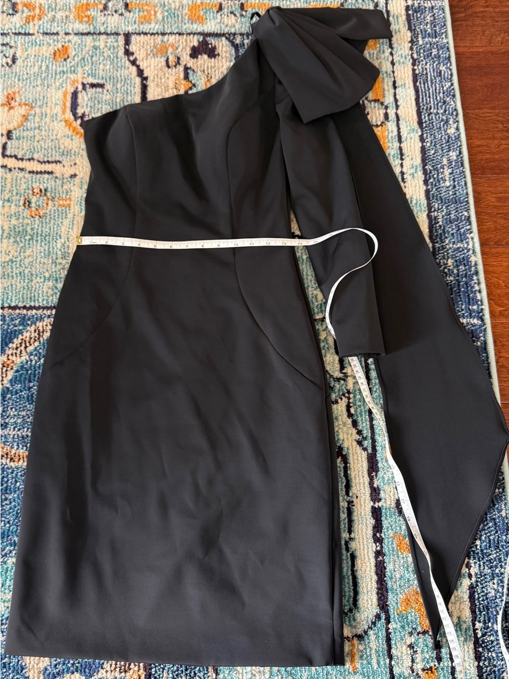Ashley Lauren One-Shoulder Black Draped Sleeve Dress